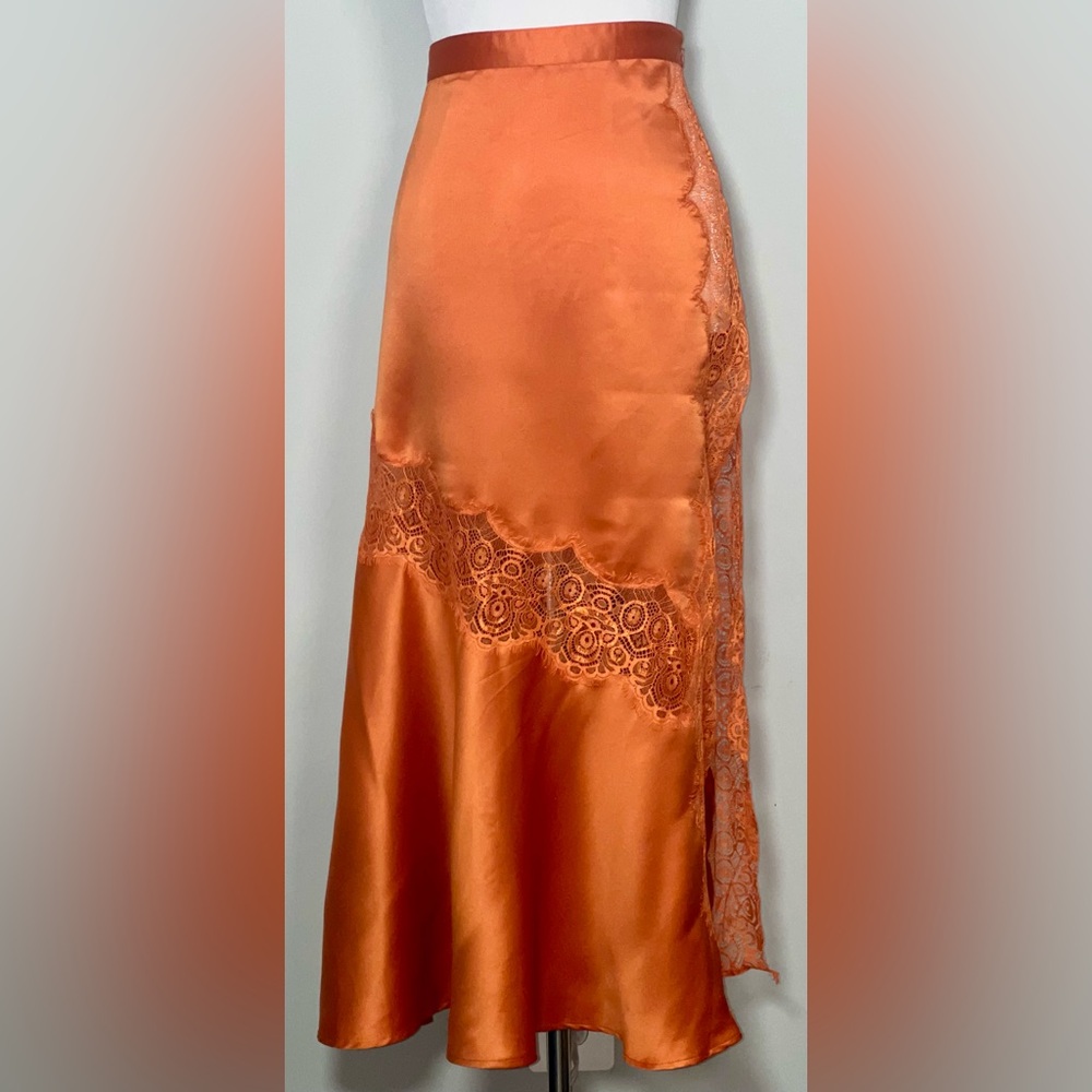 Orange Lace Trim Skirt